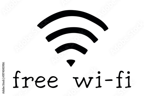 Hand drawn free wifi spot zone sign Public wi-fi area sign Wireless internet clipart in doodle style Single element for print, web, design, decor 3G, 4G, 5G, 6G, IoT