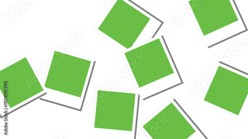 Instant Photo Frames with Green Screen Chroma Key Mockup Vector