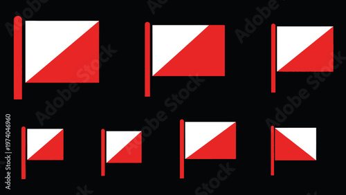 Red and White Flags - Navigation and Direction Symbols