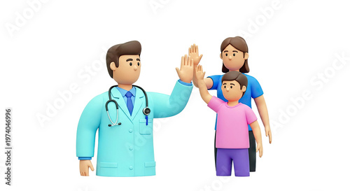 Doctor and Family High-Five