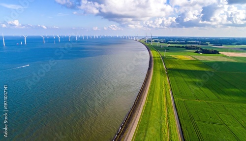 Aerial from the Afsluitdijk in the Netherlands