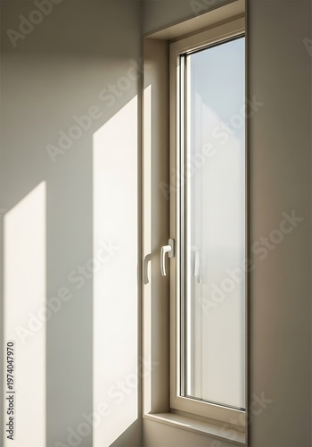 Window casting dramatic shadow on the wall during a sunny morning indoors