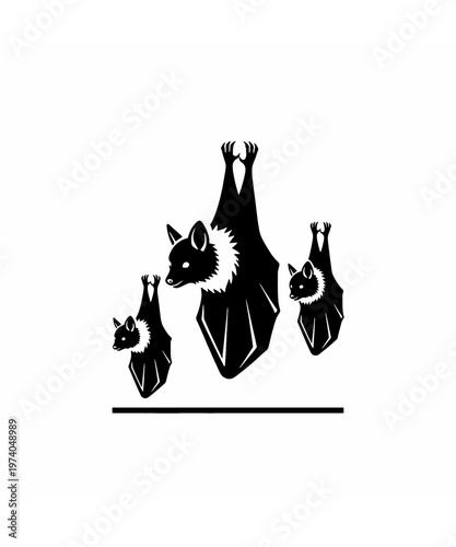 four playful cats hanging upside down vector illustration