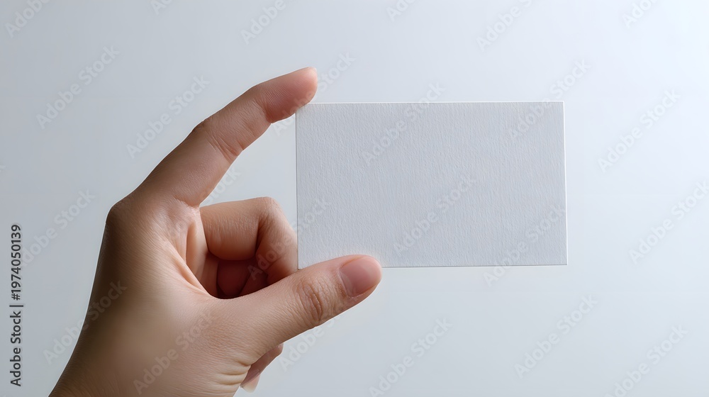 Obraz premium Hand holding transparent blank card isolated on white background.