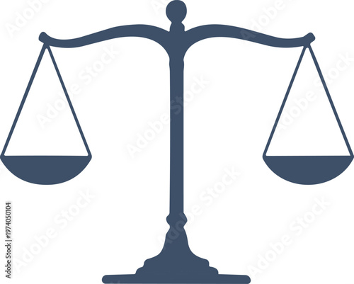 Justice scale icon symbol, balance law concept illustration, legal equality and fairness sign, courtroom justice emblem isolated on white background