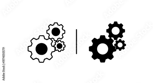 Vector illustration of gear icon set, mechanical cogwheel symbols for settings and configuration on a transparent background