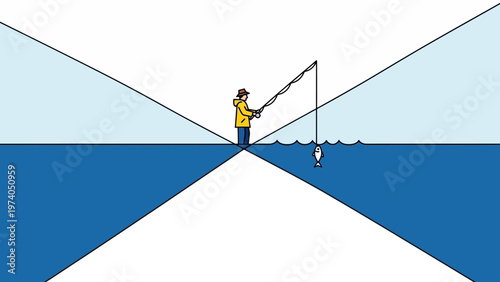 Man Fishing from a Pier.