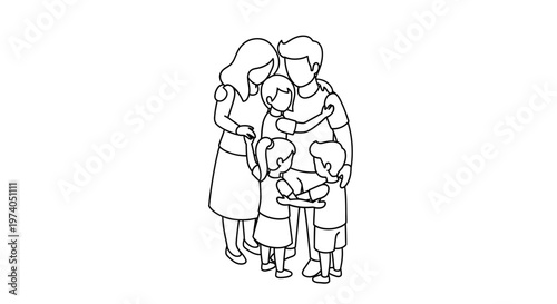 Family embracing together showing love and unity.