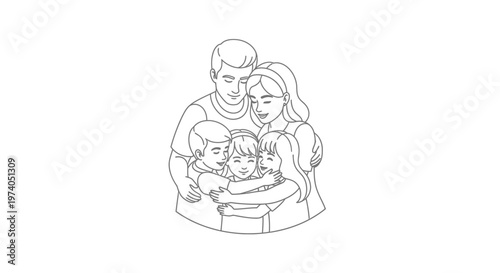 Happy family embracing with love and affection.