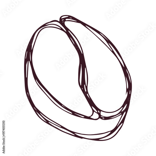 Hand drawn fresh roasted coffee bean Arabica robusta seed doodle Single element for print, web, design, decor