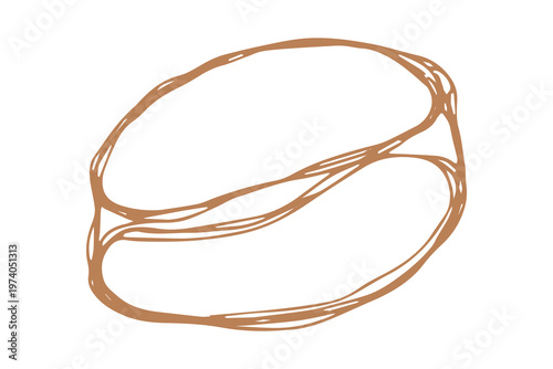 Hand drawn fresh roasted coffee bean Arabica robusta seed doodle Single element for print, web, design, decor