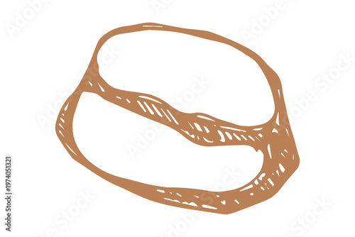 Hand drawn fresh roasted coffee bean Arabica robusta seed doodle Single element for print, web, design, decor