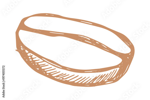 Hand drawn fresh roasted coffee bean Arabica robusta seed doodle Single element for print, web, design, decor