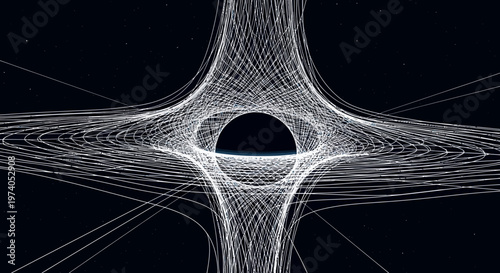 Abstract representation of a black hole or singularity in space.
