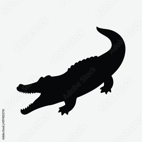 Silhouette of a crocodile swimming with its head above water Vector