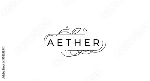 Elegant Aether Logo Design with Flowing Lines and Modern Typography.