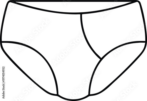 Simple line drawing outlining womens comfortable classic style panties or briefs undergarment