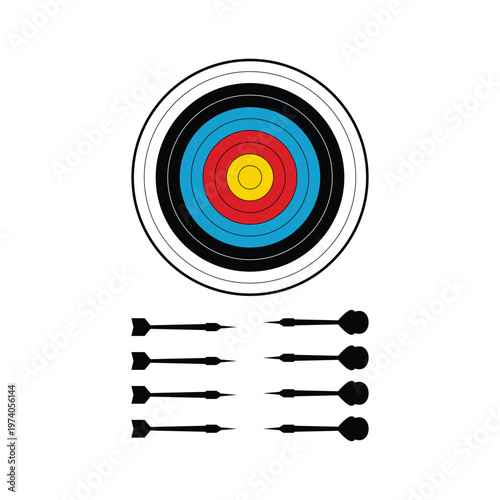 Shooting Target with Red Bullseye and Score Numbers