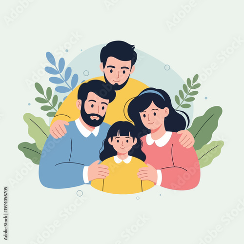 Happy Family Portrait with Father Mother Daughter.