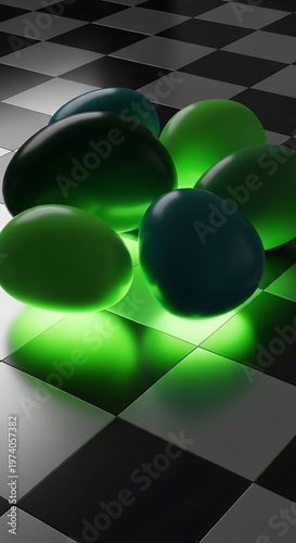 Radiant Spheres on a Checkerboard Pattern, Abstract Conceptual Design
