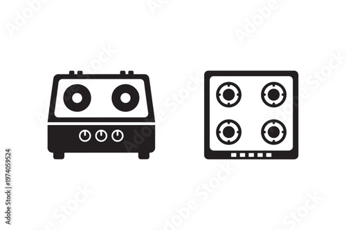 Gas stove icon Flat silhouette