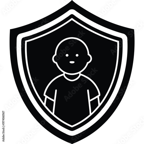 protected child shield vector icon
