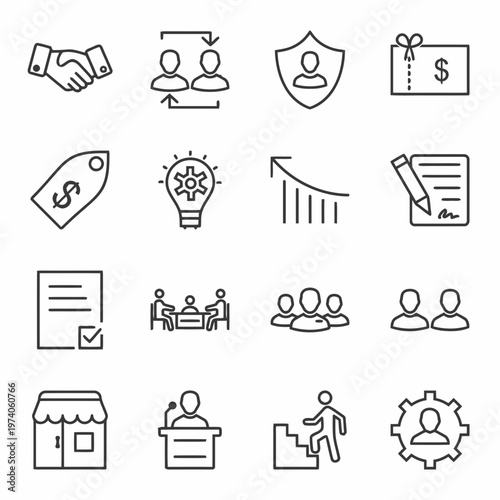 Business icons vector set for finance office shopping and web design illustration