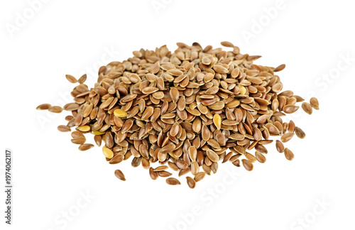 Canvas Print Pile of raw brown flax seeds isolated on transparent background
