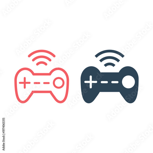Minimal gaming symbol. Stream modern games. Wireless controller icons set vector.