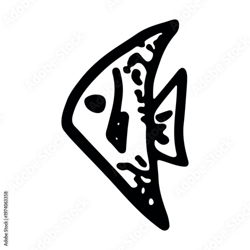 Hand drawn happy funny cute fish Adorable friendly kawaii tropical fish Underwater world sea life ocean Fishing seafood For design, kids print, kids books, nursery decor, coloring pages, logo