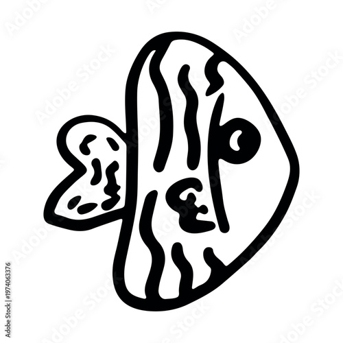 Hand drawn happy funny cute fish Adorable friendly kawaii tropical fish Underwater world sea life ocean Fishing seafood For design, kids print, kids books, nursery decor, coloring pages, logo