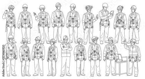 Collection of Military Personnel in Uniform, Detailed Illustration.