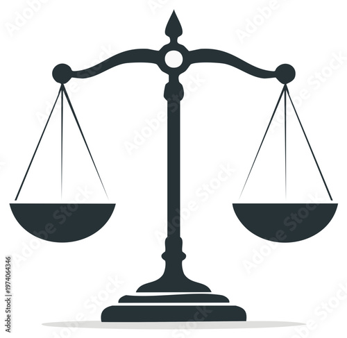 Black Silhouette of a Classic Balance Scale Symbolizing Justice and Equality