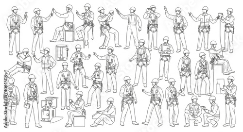Collection of Soldier Poses and Actions in Sketch Style.
