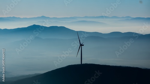 Wind turbine, renewable energy, sustainable power, mountain landscape