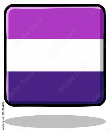 Genderqueer Pride Flag Square Rounded Icon with Shadow Purple White Indigo Symbolic Representation