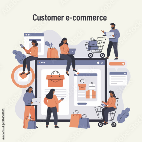People Shopping Online with Devices.