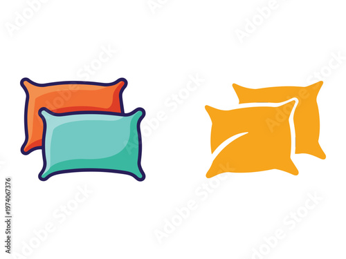 Colorful pillows icons for home decor or furniture design  various colored cushions