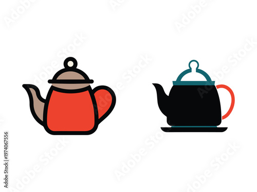 Colorful teapot icons with different designs and colors for decoration and illustration purposes  tea infusers and accessories