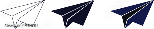 Paper plane icon. Send message button. Blue paper plane logo. E-mail, letter or telegram vector illustration. Mail sign. Flight origami. Travel pictogram. Online chat concept. 
