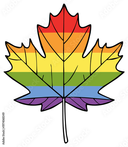 Rainbow Colored Maple Leaf Icon Canada Pride Illustration Symbol