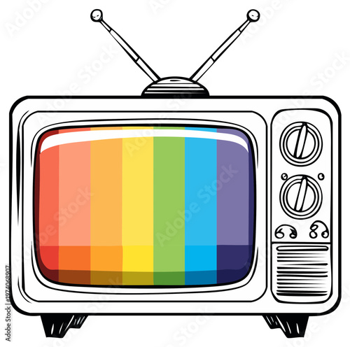 Retro Television with Rainbow Screen
