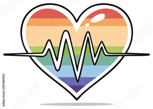 Pride Heartbeat Symbol of LGBTQ Community Support and Awareness