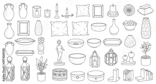 Collection of Vintage Decorative Objects and Ornaments.