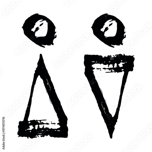 Hand drawn female and male gender identity sign Girls and boys Man and woman pictogram Lady and gentleman for restroom, toilet, washroom, lavatory, closet, WC, bathroom, door sticker