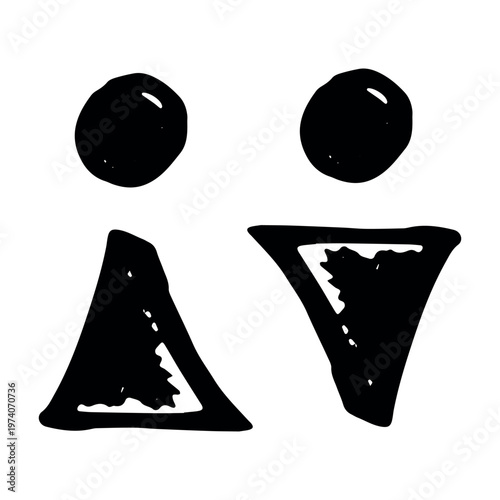 Hand drawn female and male gender identity sign Girls and boys Man and woman pictogram Lady and gentleman for restroom, toilet, washroom, lavatory, closet, WC, bathroom, door sticker