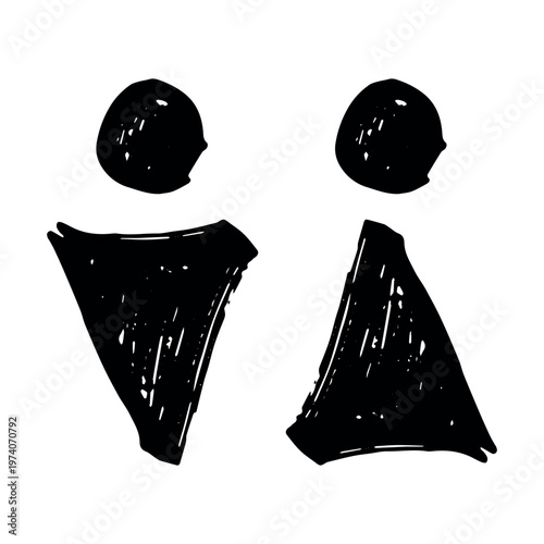 Hand drawn female and male gender identity sign Girls and boys Man and woman pictogram Lady and gentleman for restroom, toilet, washroom, lavatory, closet, WC, bathroom, door sticker