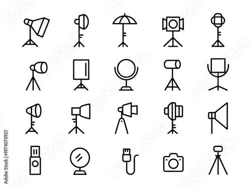 Vector of variety of photography and videography equipment symbols