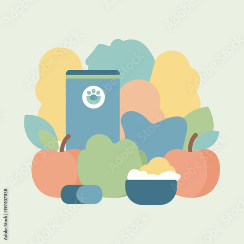 Blue Can and Fresh Healthy Food.