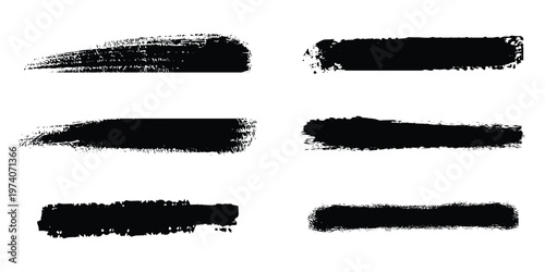 Cuadro en lienzo Black grunge brush stroke set